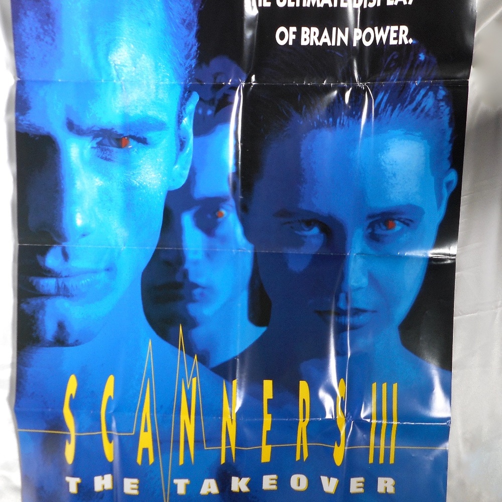 Scanners 3 Takeover VTG 90s Horror Movie Poster Liliana Komorowska Sci-Fi Folded
